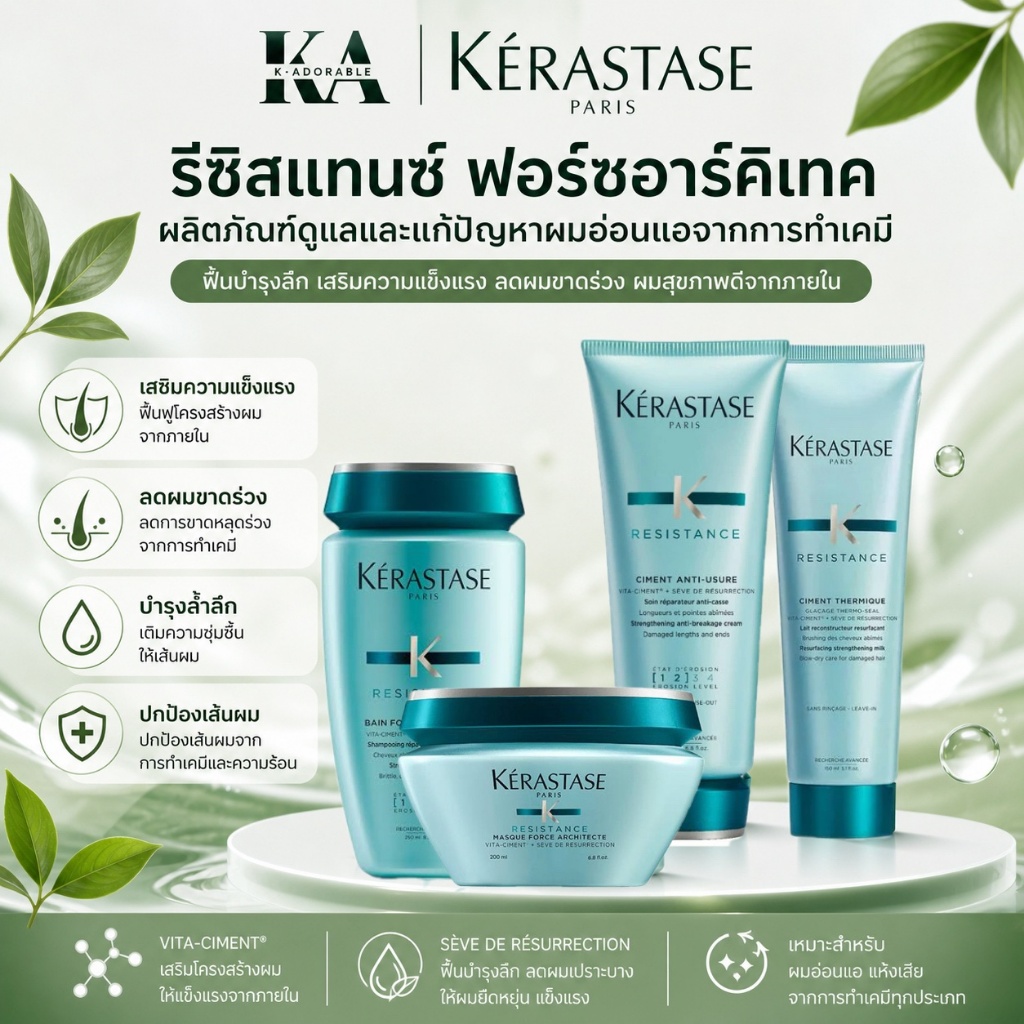 [ครบชุด] Kerastase Force Arciticte แชมพู/มาส์ก/เธอร์มิค/คอนดิชันเนอร์ สำหรับผมเสียจากทำเคมีเบื้องต้น