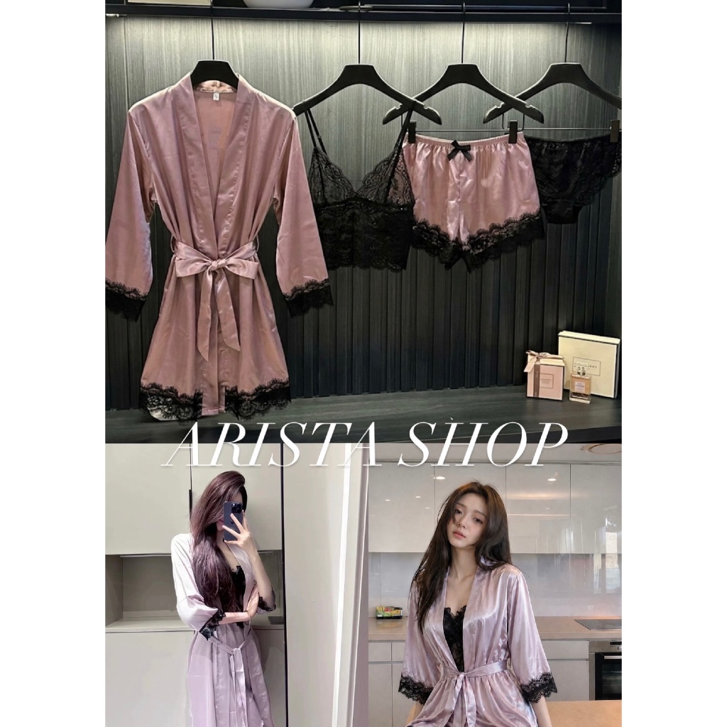เซท 4 ชิ้น พร้อมส่ง ส่งไว เซทชุดนอน รุ่น Rosie Pajamas Set