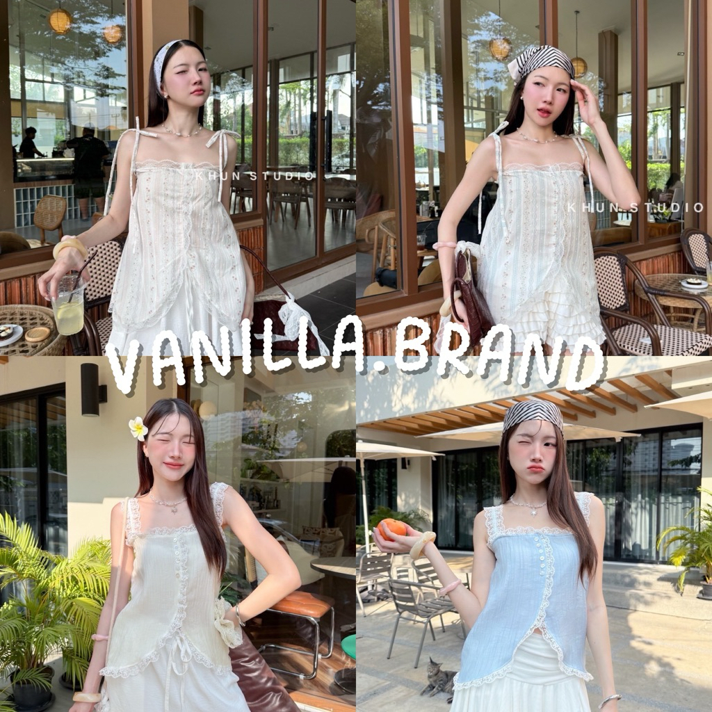 เสื้อสายเดี่ยวเว้าลูกไม้ แต่งกระดุมหน้า -ttmkn / VB0663