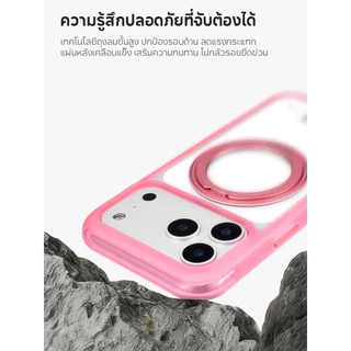 SHS เคสใสโฟน เคสใส iP จะไม่เปลี่ยนเป็นสีเหลือง ขาตั้งหมุนได้ 360° สำหรับไอโฟน 17 Pro Max/17 Pro/17/16/15/เคส iP