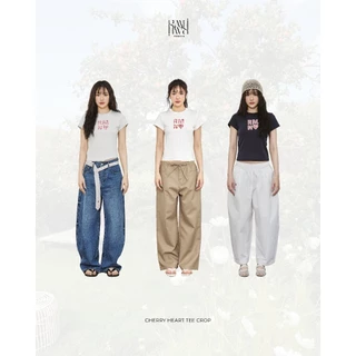 Roomry.n - Cherry Heart tee crop เสื้อยืดทรงครอป