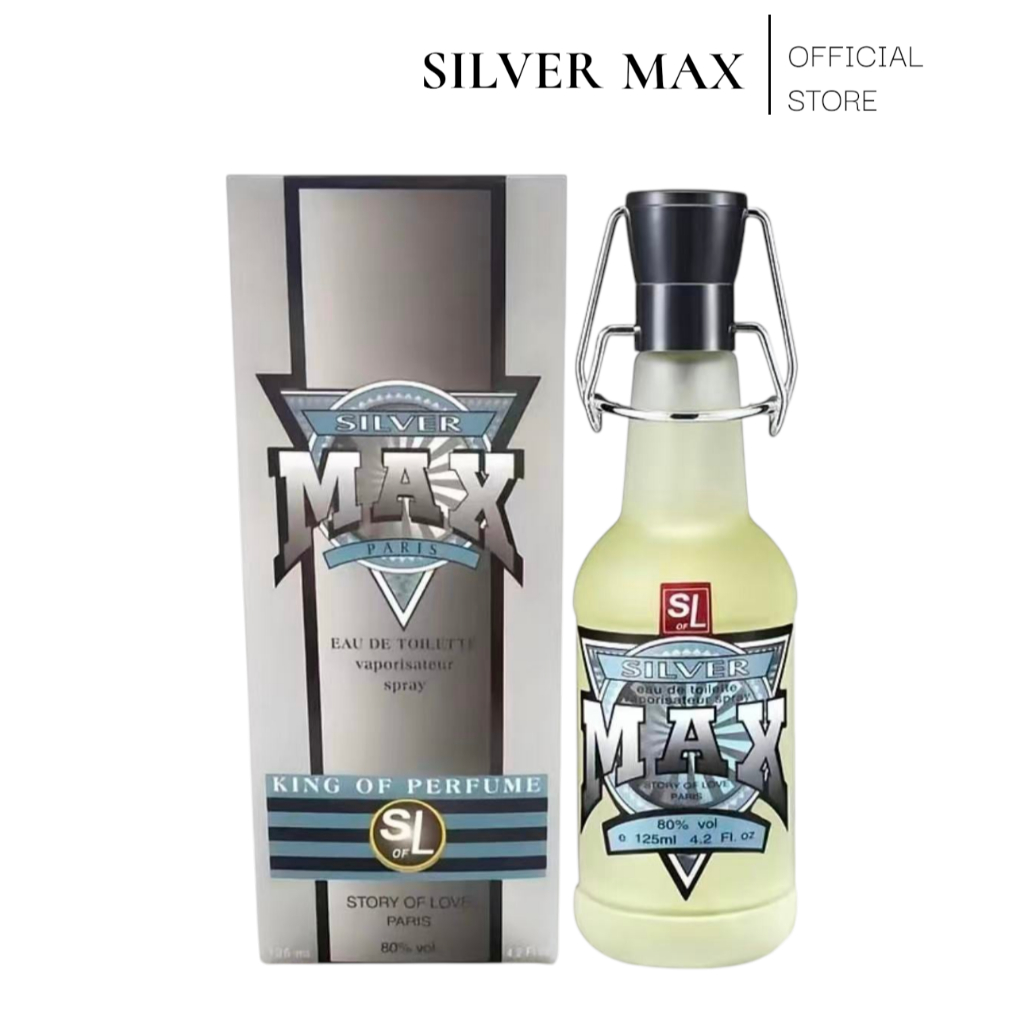 น้ำหอมผู้ชาย Sliver Max 125ml กลิ่นซิตรัสและ โน้ตวานิลลา ในขวดที่รีฟิลได้ กลิ่นที่ซ่อนความดึงดูด Perfume ส้ม