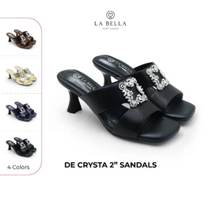 LA BELLA รองเท้าส้นสูงเปิดส้นหนังแกะ รุ่น DE CRYSTA 2" SANDALS 4 สี