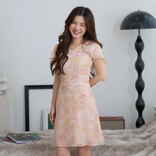 Crystal Dress (Peony) ผ้าชีฟอง เดรสทำงาน ชุดทำงาน เดรสสีนู้ด