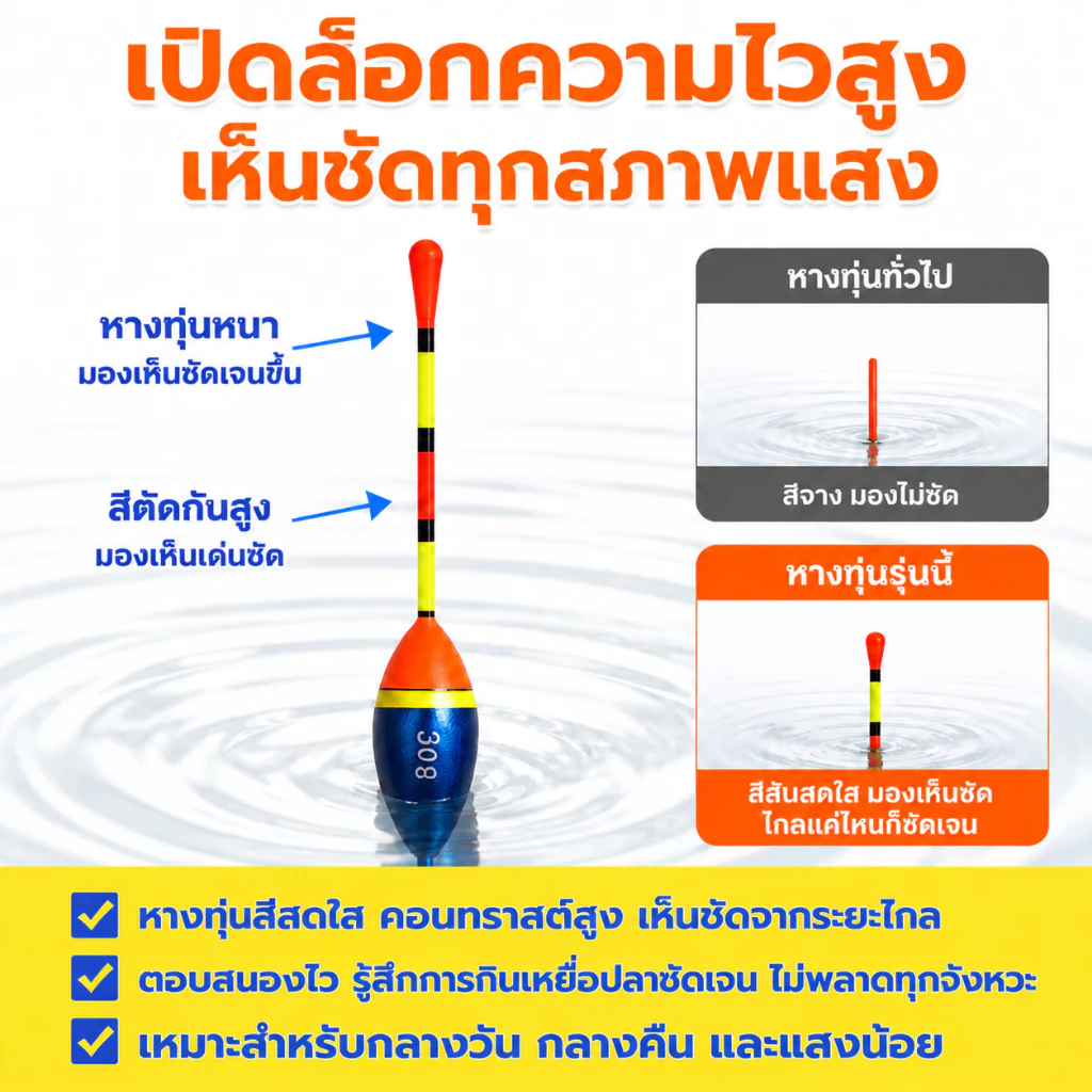Sikawei ทุ่นลอยน้ํา แบบพกพา อุปกรณ์ตกปลา 0.8g 1.2g 2g 3g 4.5g ตะขอการตกปลา thumbnail 3
