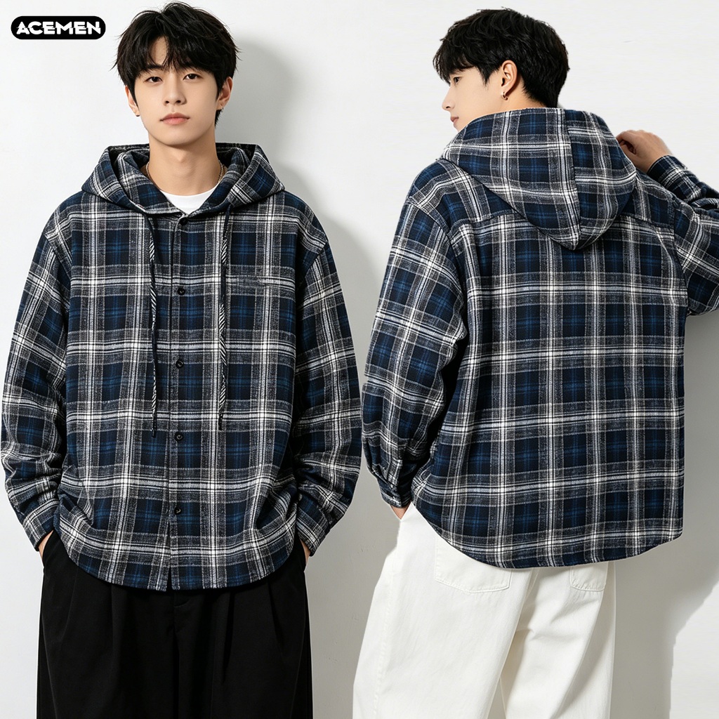 AceMenเสื้อเชิ้ตแขนยาวชาย เสื้อคลุมแขนยาว ใส่แนวสตรีท ทรงหลวม เท่ๆเข้ากับทุกแนว เนื้อผ้าใส่สบาย แฟชั่นฤดูร้อน
