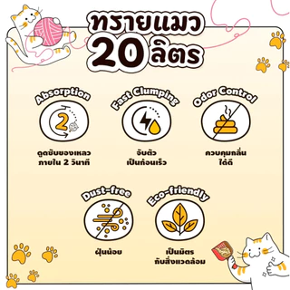 Petcho ทรายแมวเต้าหู้ Plant-based ดูดซับของเหลวภายใน 2 วินาที จับตัวเป็นก้อนแน่น ฝุ่นน้อย