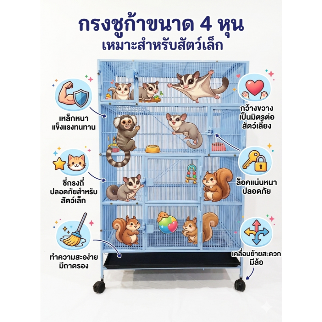 ⭐กรงเหล็ก​ชูก้าขนาด4 หุน​ เหมาะสำหรับสัตว์​เล็ก​ กระรอก,นก,ลิง​