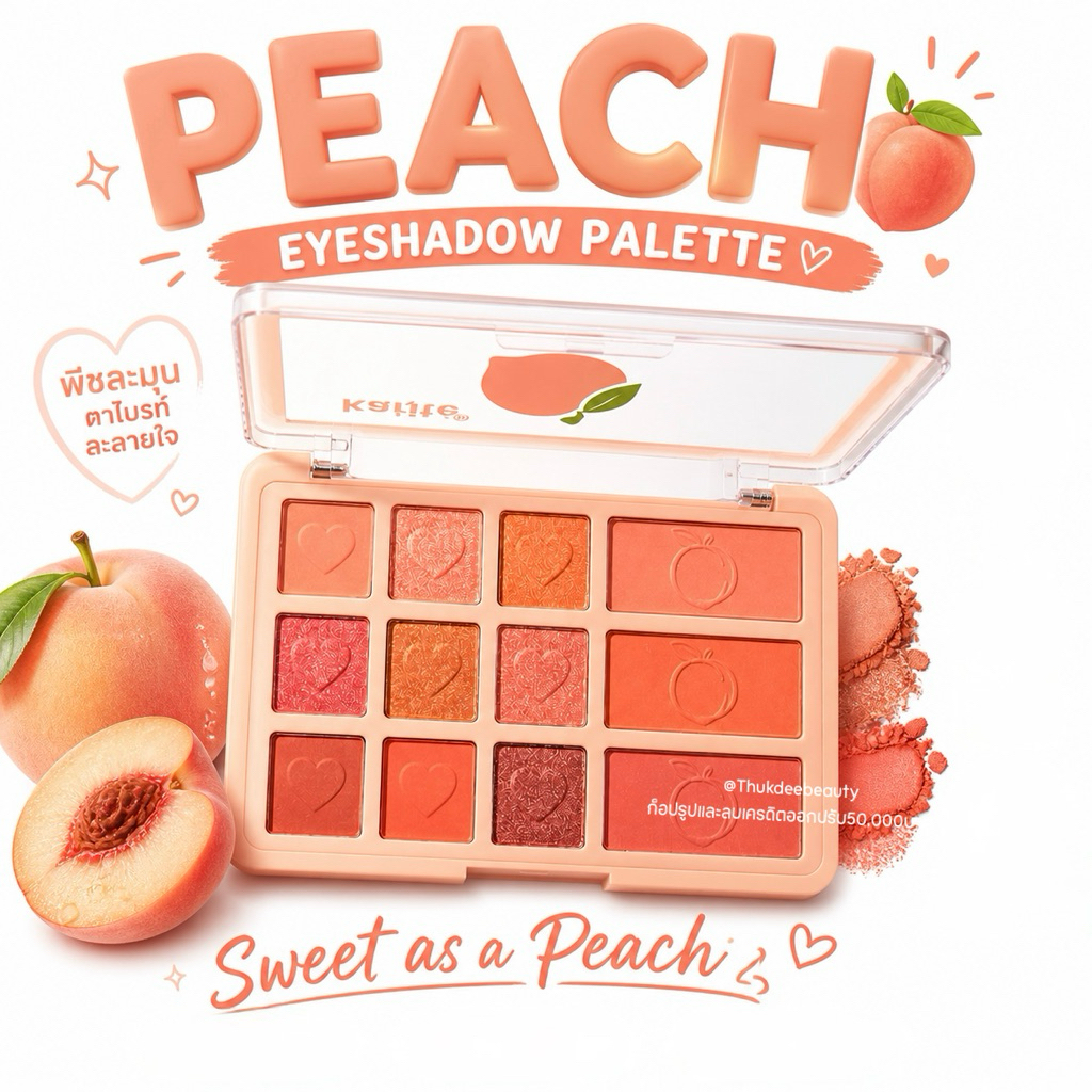 อายแชโดว์​ &​ บ​ลัช​ออน ตลับเดียวจบ! ลูกพีช Karite​ Palette​ 12 โทนสี ทาตา ปัดแก้มใน​ตลับ​เดียว​ เนื้อแมท ผสมชิม​เมอ​ร์​