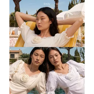 Paloy - PL2193 Emily เสื้อแขนตุ๊กตา หน้าอกแต่งดอกคามิเลีย (Endless Summer)