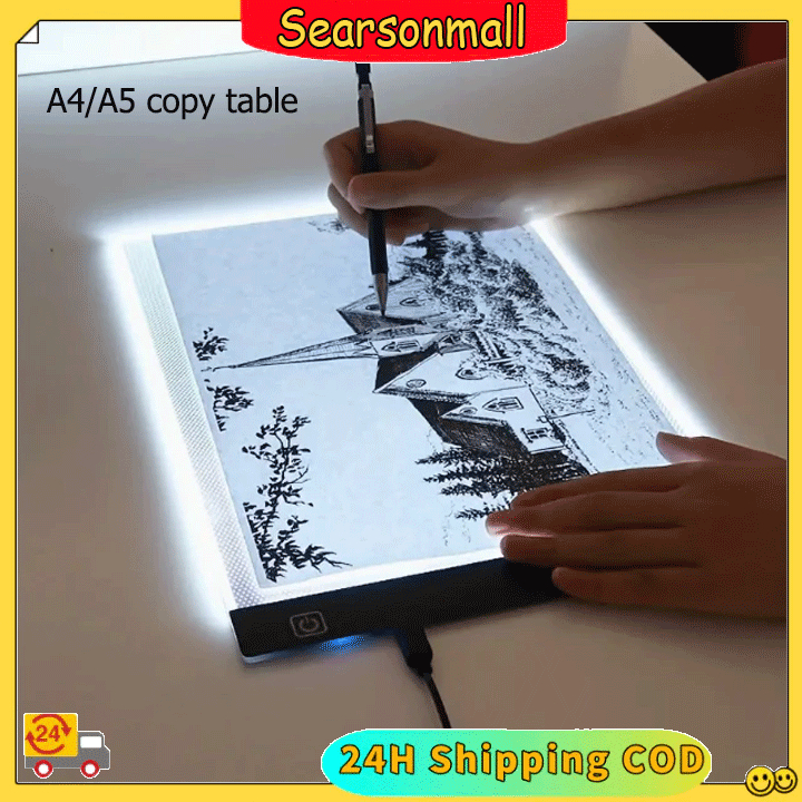 A4 A5 copy table การป้องกันดวงตา LED กระดานวาดภาพ หรี่แสงได้ 3 ระดับ ใช้ไฟจาก USB แผ่นดราฟ Drawing Copy Board