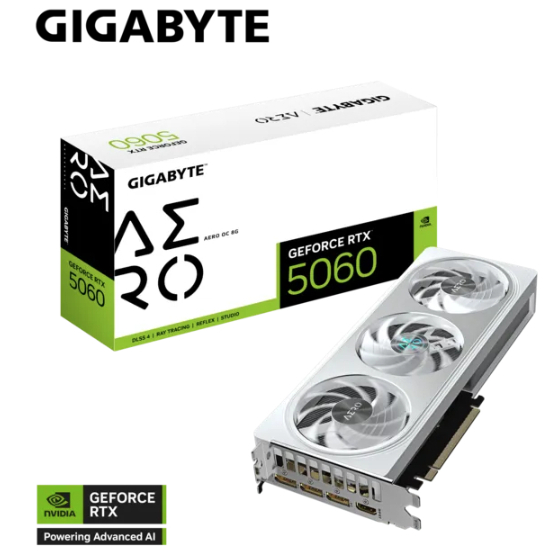 VGA (การ์ดจอ) GIGABYTE GeForce RTX 5060 AERO OC 8G (GV-N5060AERO OC-8GD)