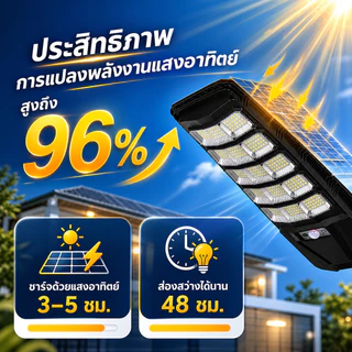 โซล่าเซลล์ ไฟถนน 120000W ไฟโซล่าเซลล์ IP67 กันน้ำและกันฟ้าผ่ Solar Light แสงสีขาว ระบบเซนเซอร์