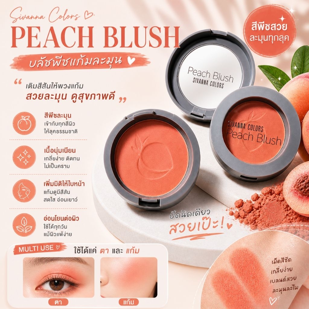 บลัชออนสิวันนาส้มพีช (สีสวยติดทน)1ตลับ