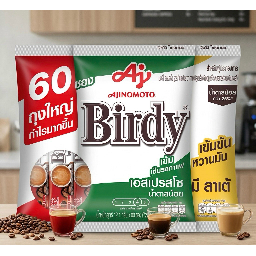 เบอร์ดี้ 60 ซอง มี 3 รสชาติ (ขายยกแพ็ก)