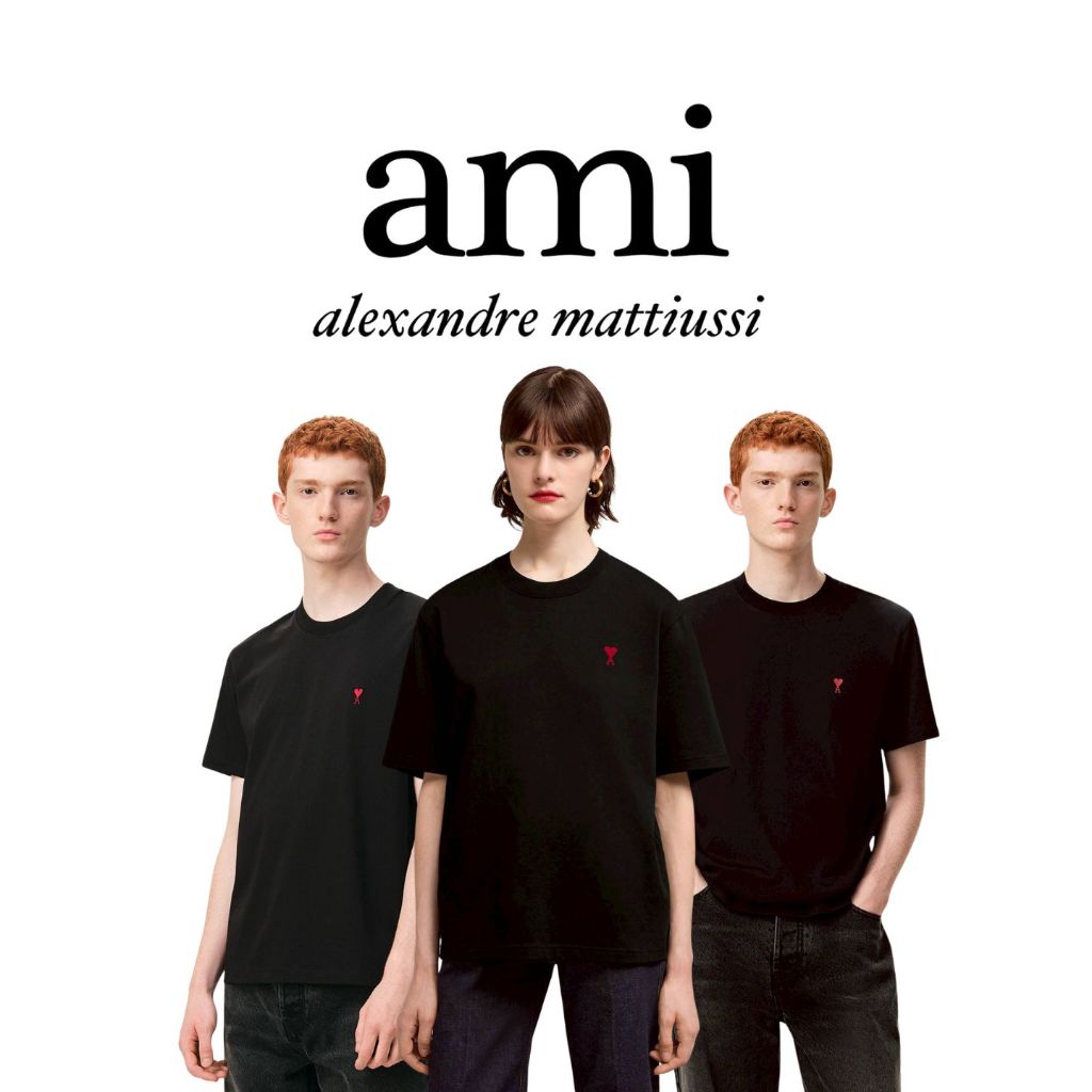 พร้อมส่งในไทย ของแท้ 100 % Permanent Collection Black Cotton Red Ami De Coeur Tshirt