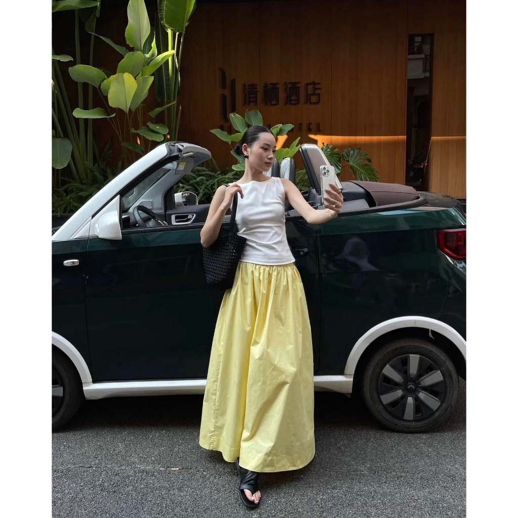 Mogwany  พร้อมส่ง  / Madra Set (เสื้อ+กระโปรง) เสื้อกล้าม กระโปรงทรงบาน เอวยืด ใส่เที่ยว น่ารักมาก