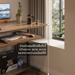 โต๊ะข้าง 60x40cm/80x40cm โต๊ะคอมมีชั้นวางของ ห้องนอน โต๊ะเขียนหนังสือเด็ก Computer Desk ประกอบง่าย