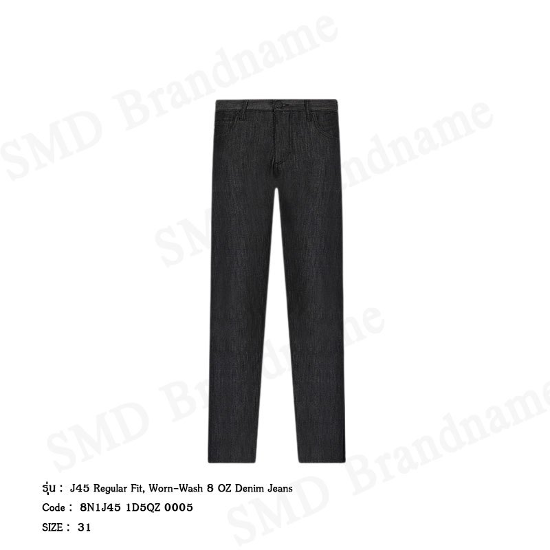 Emporio Armani กางเกงยีนส์ผู้ชาย รุ่น J45 Regular Fit, Worn-Wash 8 OZ Denim Jeans Code: 8N1J45 1D5QZ