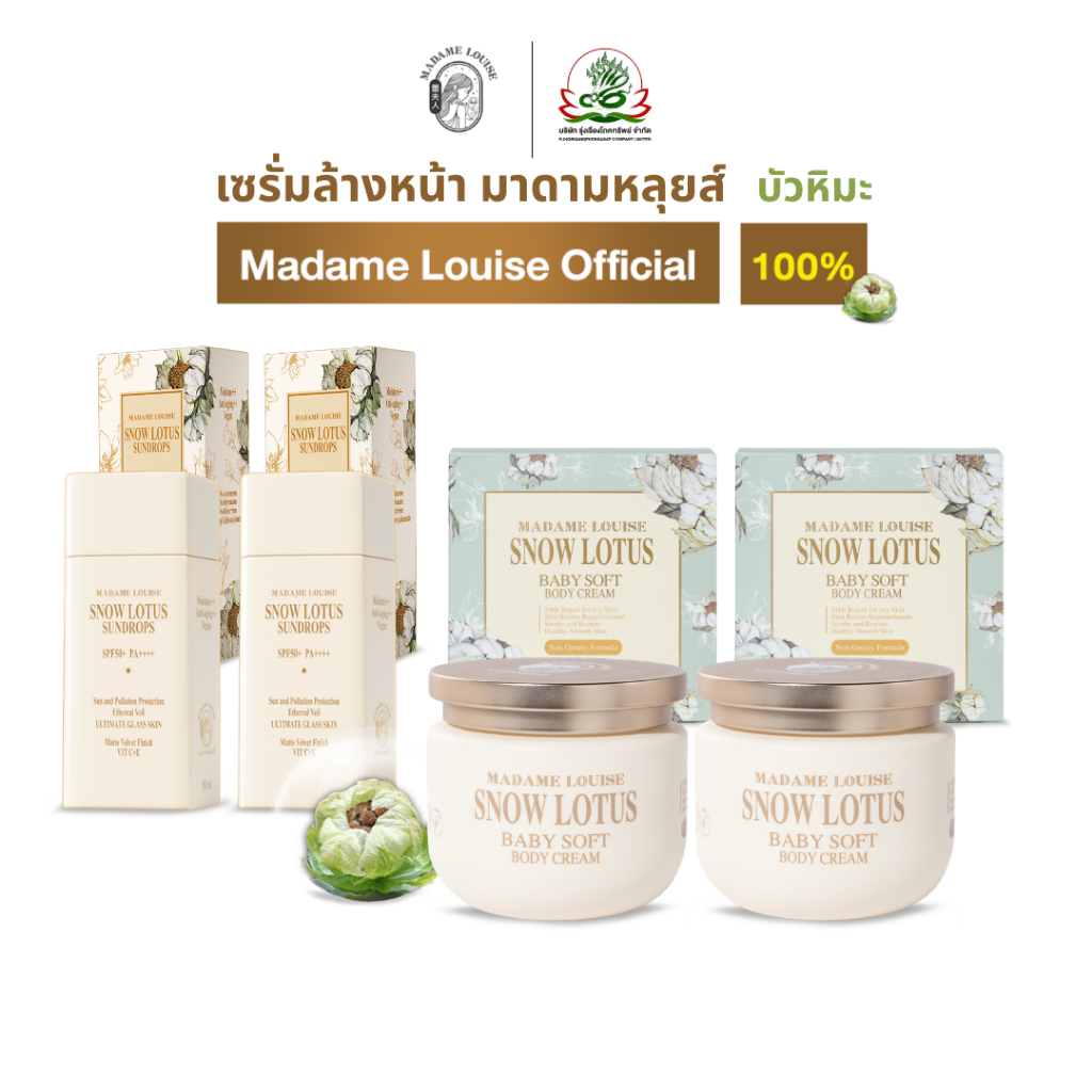 [เซตคู่ขายดี] มาดามหลุยส์  บอดี้ครีม2+กันแดด2 | ส่งฟรีมีปลายทางCOD