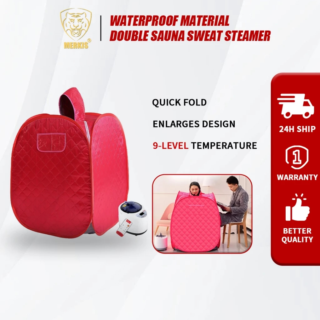 ตู้อบซาวน่าคู่ Double Sauna Steamer กันน้ำ 9 Level Temperature Enlarged Design พับเก็บง่าย Quick Fol