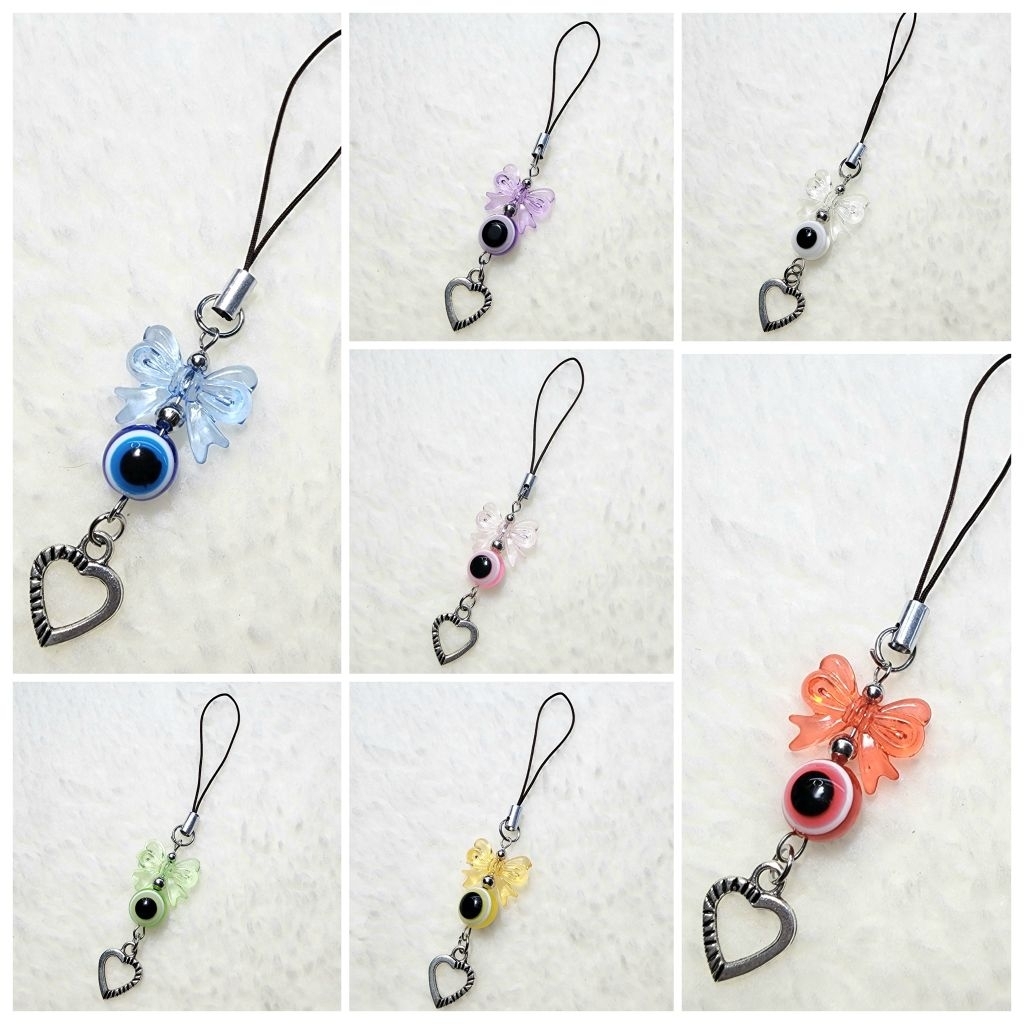 Phone charm >> EVIL EYE 🧿 Butterfly 🦋 ที่ห้อยมือถือ ที่ห้อยโทรศัพท์ พวงกุญแจ | เครื่องราง ปกป้อง | ข