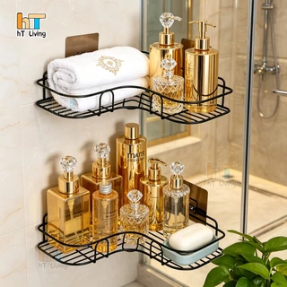 ชั้นวางของในห้องน้ำ ชั้นวางของ ไม่ต้องเจาะผนัง ที่วางของเข้ามุมสามเเหลียม ชั้นวางของติดผนัง
