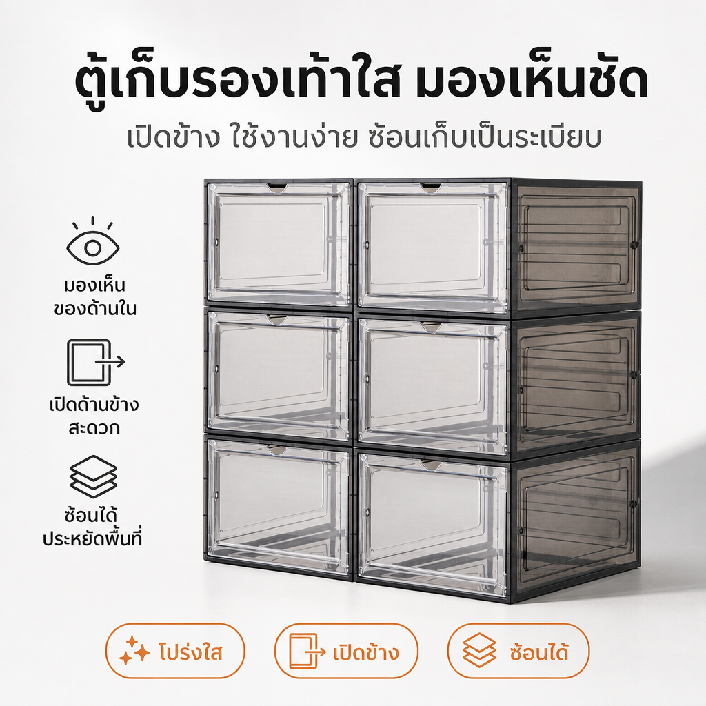 กล่องใส่รองเท้า พลาสติกแข็งใส วัสดุอะคริลิก กล่องรองเท้า high-end shoe box