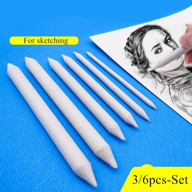 ชุดแท่งเกลี่ยภาพสเก็ตช์ 3/6 ชิ้น Blending Stump กระดาษเกลี่ยสี อุปกรณ์วาดรูป สำหรับชาร์โคล กราไฟต์ ดินสอสี