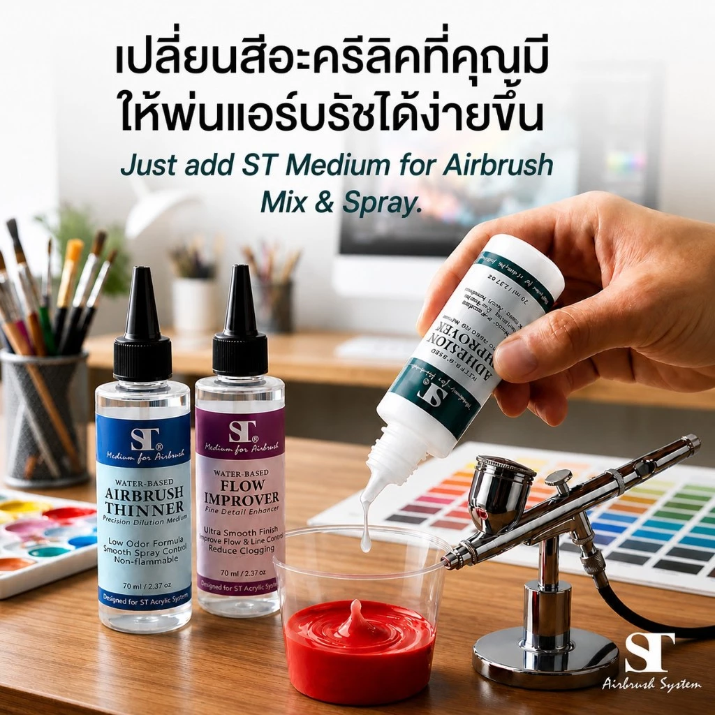 ST MEDIUM FOR AIRBRUSH สื่อผสมสำหรับแอร์บรัช ขนาด70ml