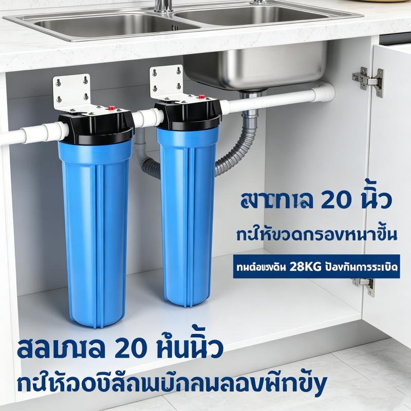 กระบอกกรองน้ำ20นิ้ว เกลียว4หุน กระบอกทึบ สีฟ้า เครื่องกรองน้ำ(ไม่รวมไส้กรอง)