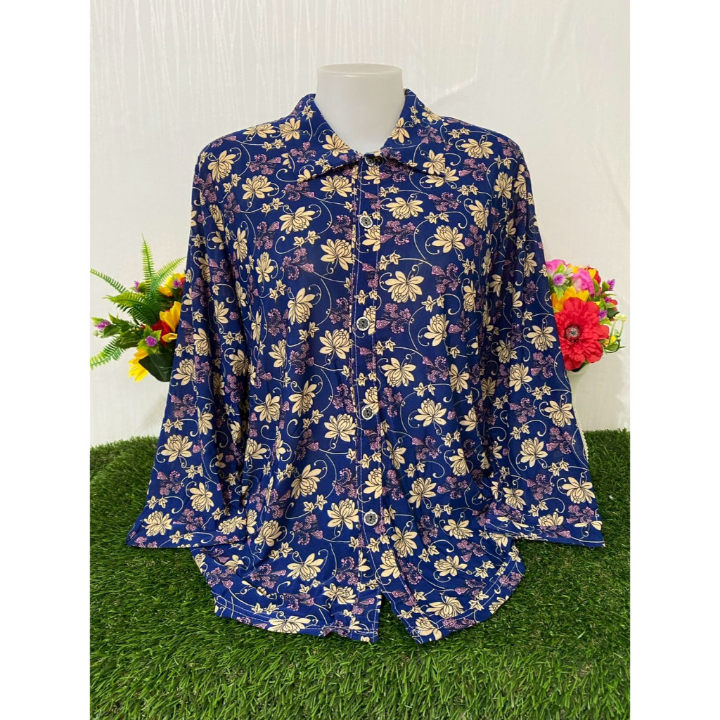 เสื้อเชิ๊ตผู้หญิง เสื้อผ้าสาวอวบ เสื้อสงกรานต์ ลายดอกไม้สีสดใส อก36-42นิ้ว รุ่น1008