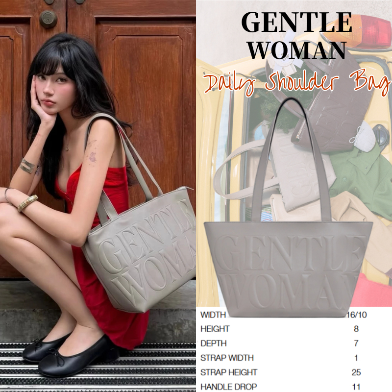 ✅พร้อมจัดส่ง📍🔥Gentlewoman Daily Shoulder Bag GREY กระเป๋า หนังใหม่ | ปิดด้วยซิปเรียบร้อย ดีไซน์มินิมอล สะพายไหล่