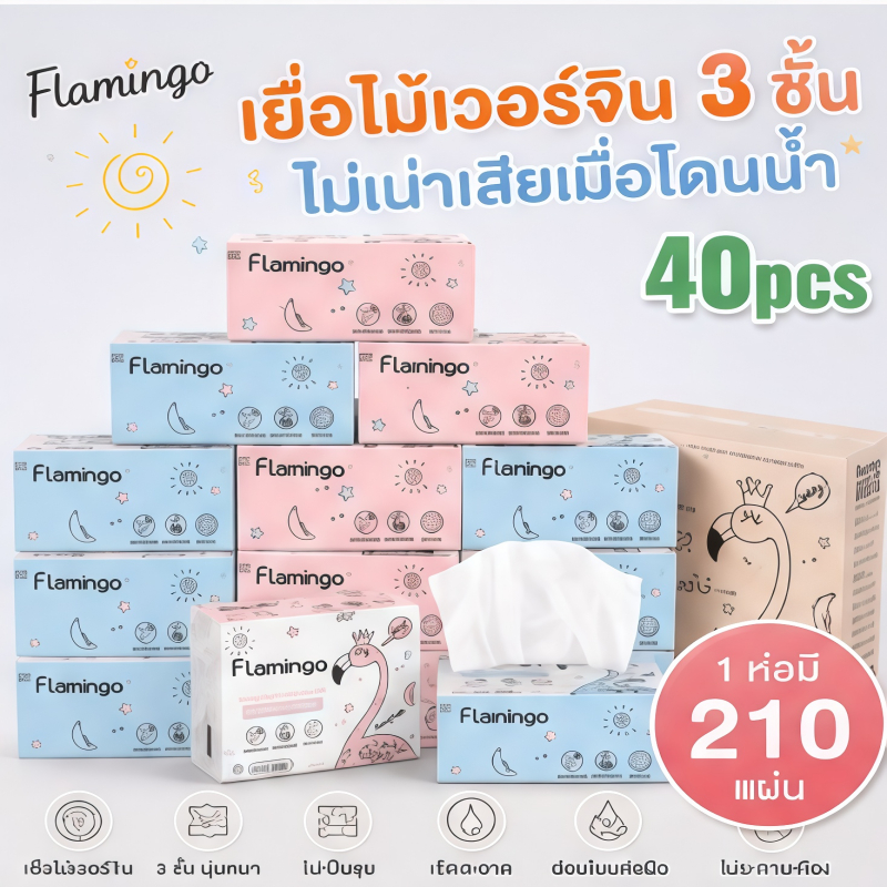 🆕【40 packs】ถูกที่สุด กระดาษทิชชู่ ทิชชู่ยกลัง เช็ดทำความสะอาด  ฟามิงโก้ ขนาดพกพา