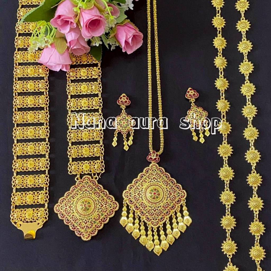 เครื่องประดับเป็นชุดสีทอง เครื่องประดับชุดบวชนาค ของผู้ชาย ใส่ได้ทั้งเด็กและผู้ใหญ่ FF002