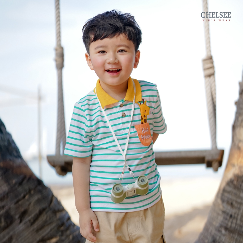 Chelsee เสื้อโปโล แขนสั้น ลายทาง ยีราฟ อายุ 1.5-10 ปี ผ้า 100%Cotton เด็กผู้ชาย เสื้อผ้าเด็กโต รุ่น 128276 ราคา ถูกที่สุด ดีลบีเคเค แกลเลอรีภาพที่ 2