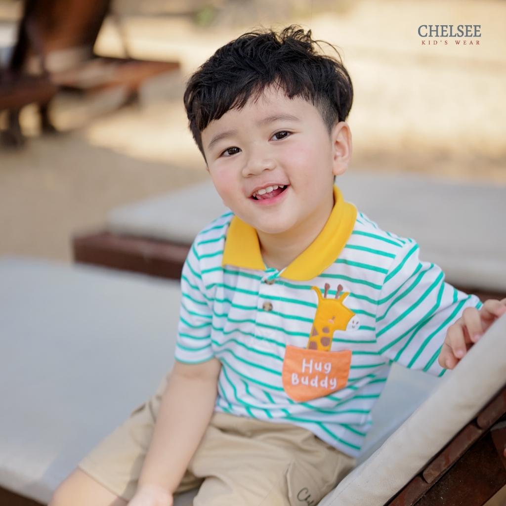 Chelsee เสื้อโปโล แขนสั้น ลายทาง ยีราฟ อายุ 1.5-10 ปี ผ้า 100%Cotton เด็กผู้ชาย เสื้อผ้าเด็กโต รุ่น 128276 ราคา ถูกที่สุด ดีลบีเคเค แกลเลอรีภาพที่ 7