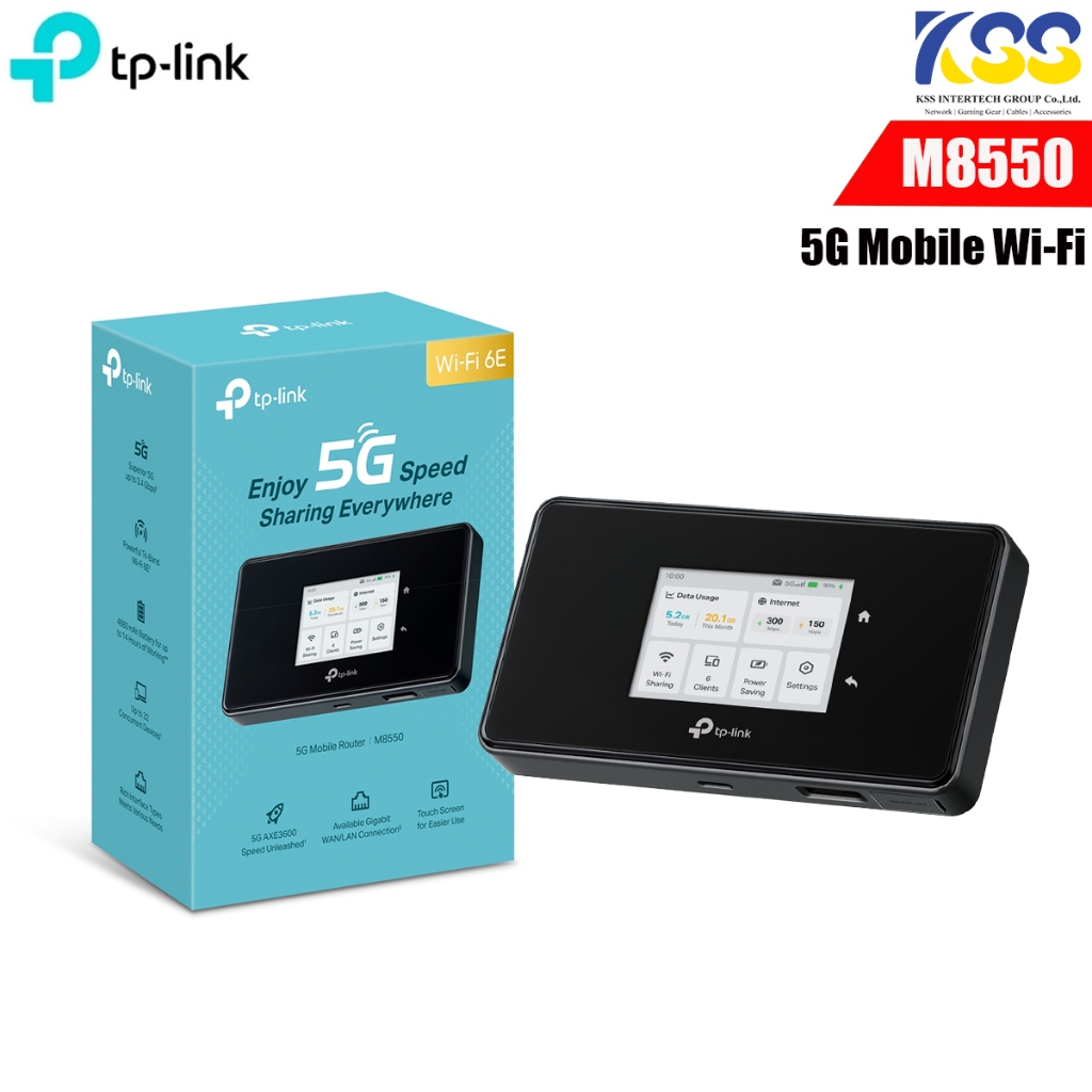 TP-Link M8550 พ็อคเก็ตไวไฟ 5G Mobile Wi-Fi เชื่อมต่อพร้อมกันได้ถึง 32 อุปกรณ์ รับประกัน 1 ปี *รองรับ