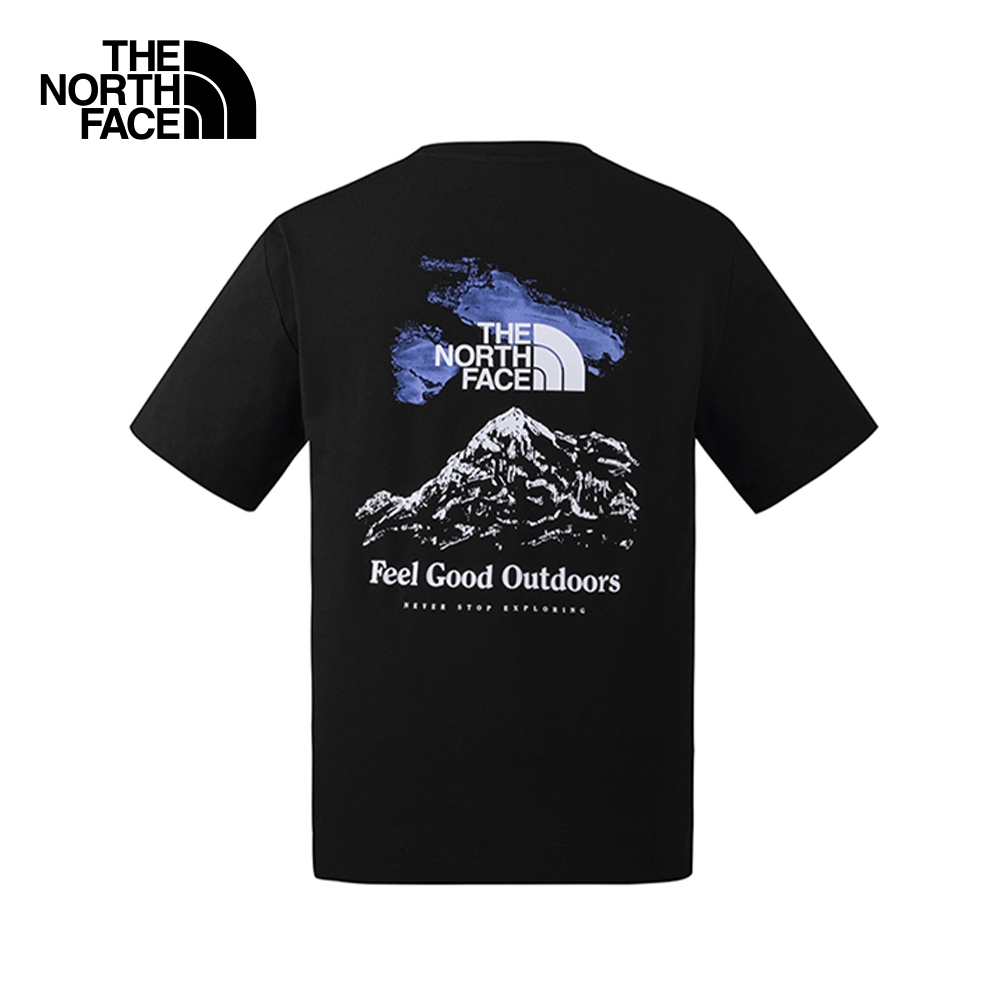 THE NORTH FACE UNISEX MOUNTAIN BOX SS TEE - TNF BLACK/PERIWINKLE GLOW ดูไซส์เสื้อตาราง ASIA SIZE (AP) เสื้อยืด UNISEX