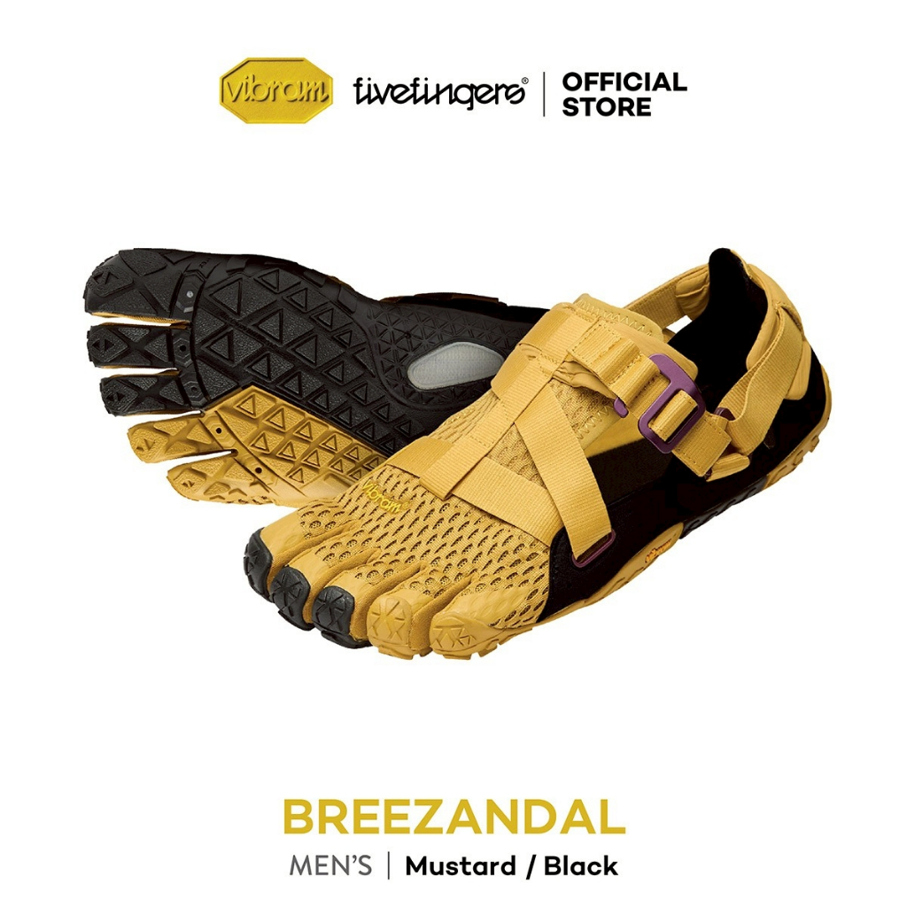 Vibram FiveFingers รุ่น Breezandal รองเท้าเดินป่า กิจกรรมกลางแจ้ง รุ่นผู้ชาย สี Mustard/Black ราคา ถูกที่สุด ดีลบีเคเค