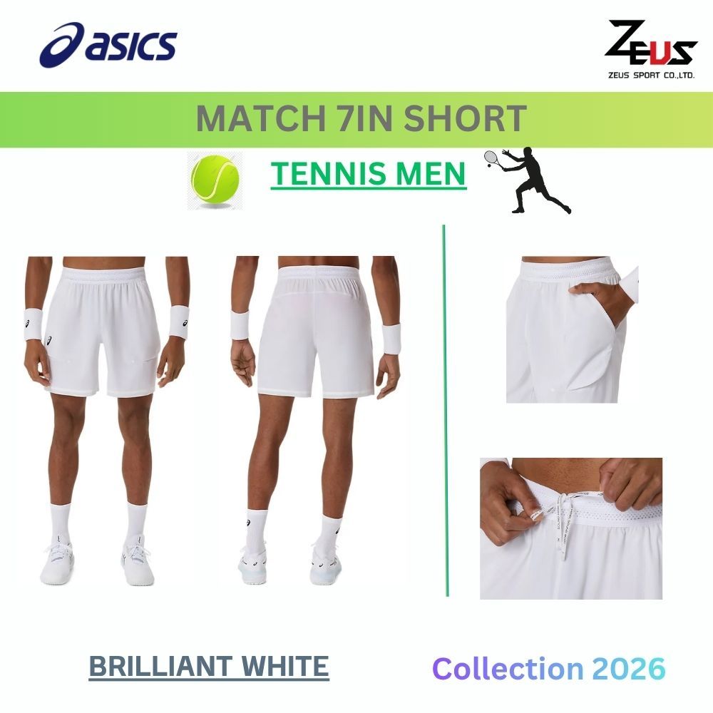 ASICS กางเกงเทนนิสผู้ชาย [TENNIS MEN] ระบายอากาศดี กระเป๋าด้านข้างสามารถใส่ลูกเทนนิสได้ 2 ลูก พร้อม microfiber เช็ดมือ