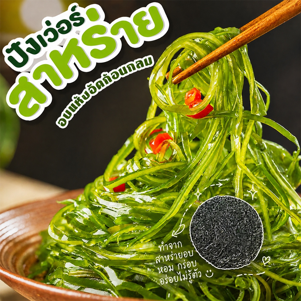 สาหร่าย สาหร่ายทะเล สาหร่ายอัดก้อนกลม 10g/ซอง เกรดA ต้นฤดูใหม่ พองตัวได้ถึงประมาณ120กรัม นิยมทำยำสาหร่าย 压缩海带丝