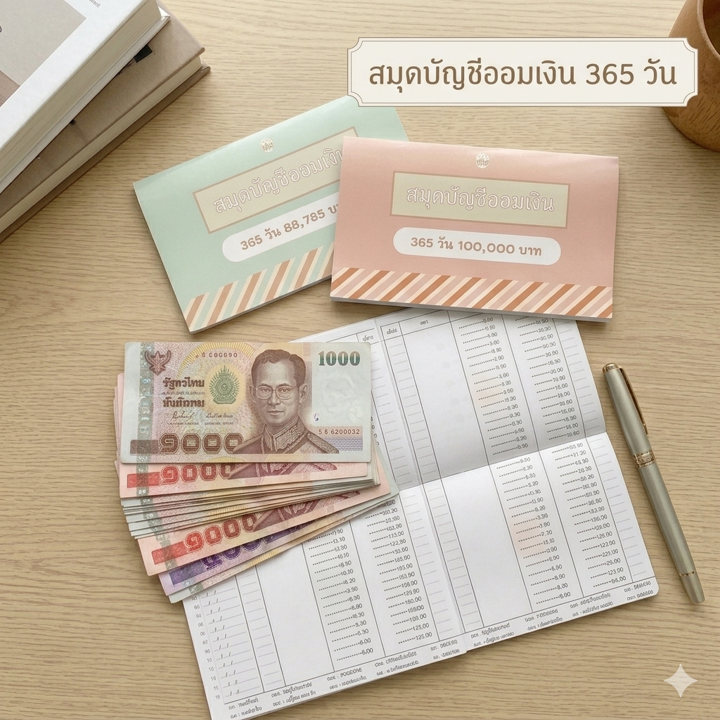 สมุดบัญชีออมเงิน 365 วัน เลือกยอด ออม 100,000 บาท //ออม 66,795 บาท Gjew