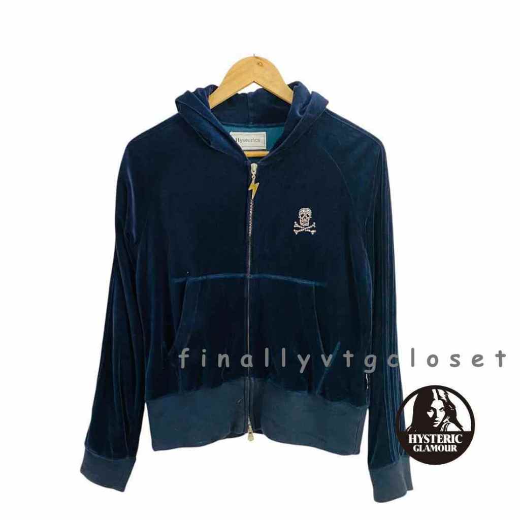 Hysteric Glamour Blue Velvet Hoodie Jacket