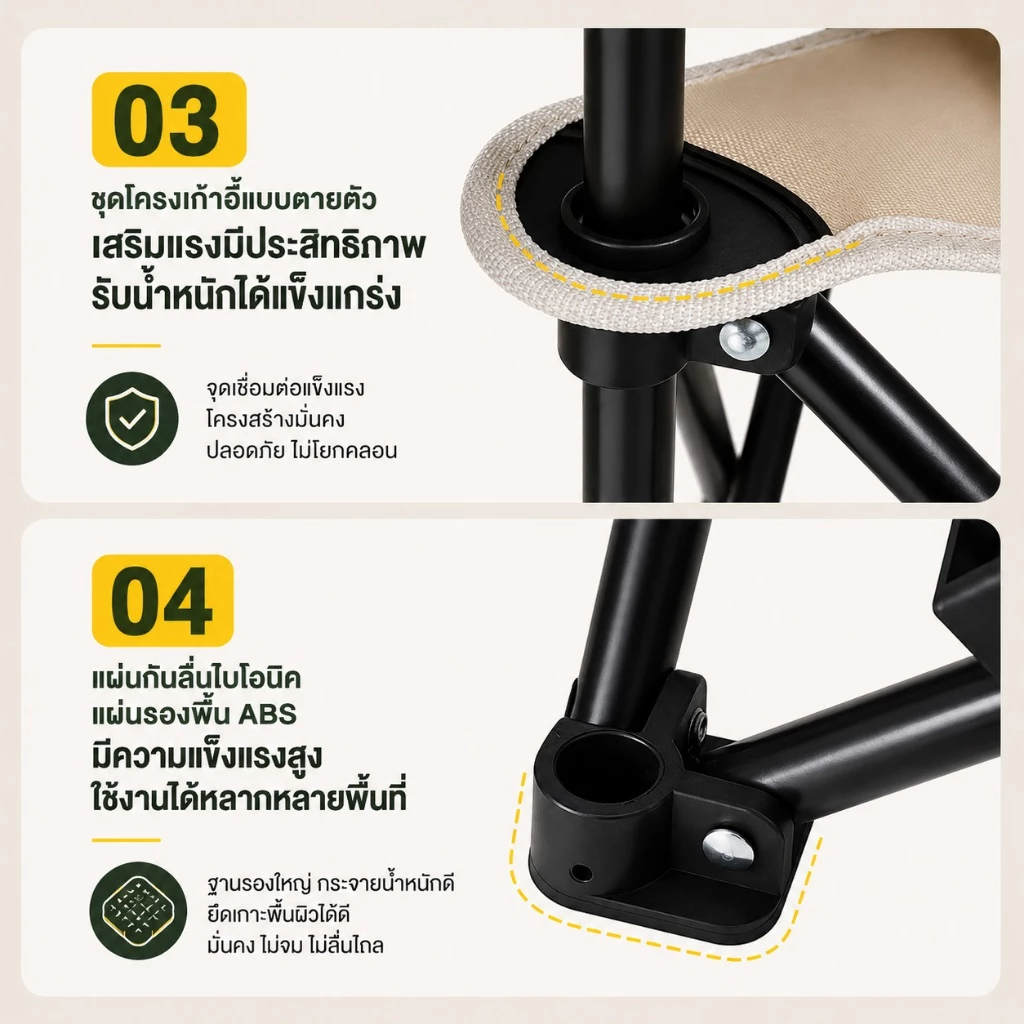 1FREE1 เก้าอี้แคมป์ปิ้ง พนักพิงสูง เก้าอี้สนาม พับได้ แบบพกพา ปิคนิค แถมถุงเก็บ รับน้ำหนัก 300KG thumbnail 10