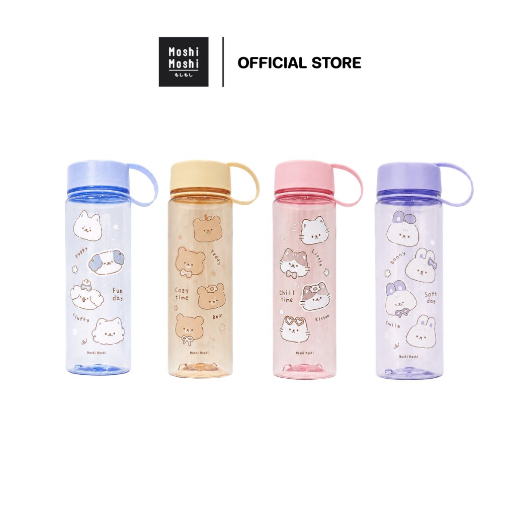 Moshi Moshi ขวดน้ำพลาสติก ลายน่ารัก มีฝาปิด ขวดน้ำพกพา ขนาด 575 ml. รุ่น 7100081485-81488