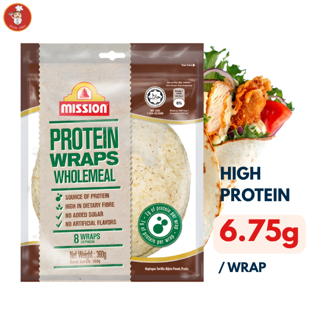 แป้งแรป โปรตีนสูง Mission Protein Wraps Wholemeal – แผ่นแรปโฮลมีล โปรตีนสูง สำหรับสายคลีนจริงจัง