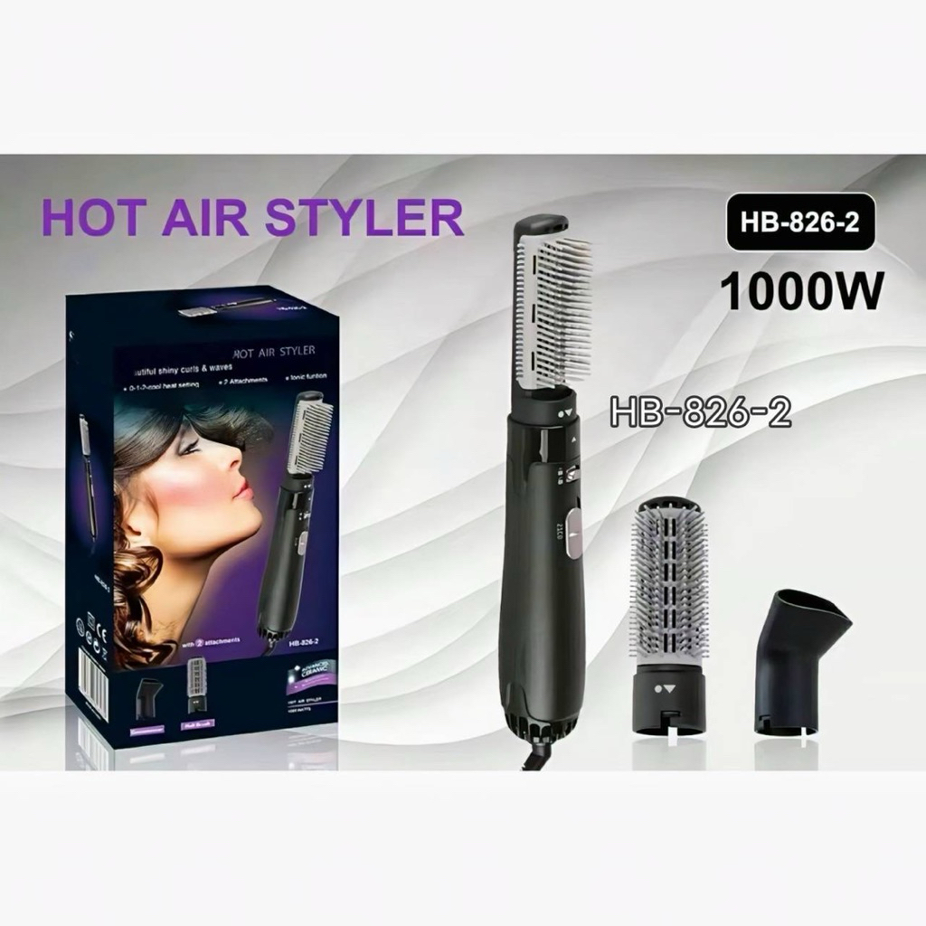 ไดร์หวี รุ่น HB-826-2  (2 in 1)ไดร์จัดแต่งทรงผมแบบเปลี่ยนหัวแปรงได้ 2 แบบ