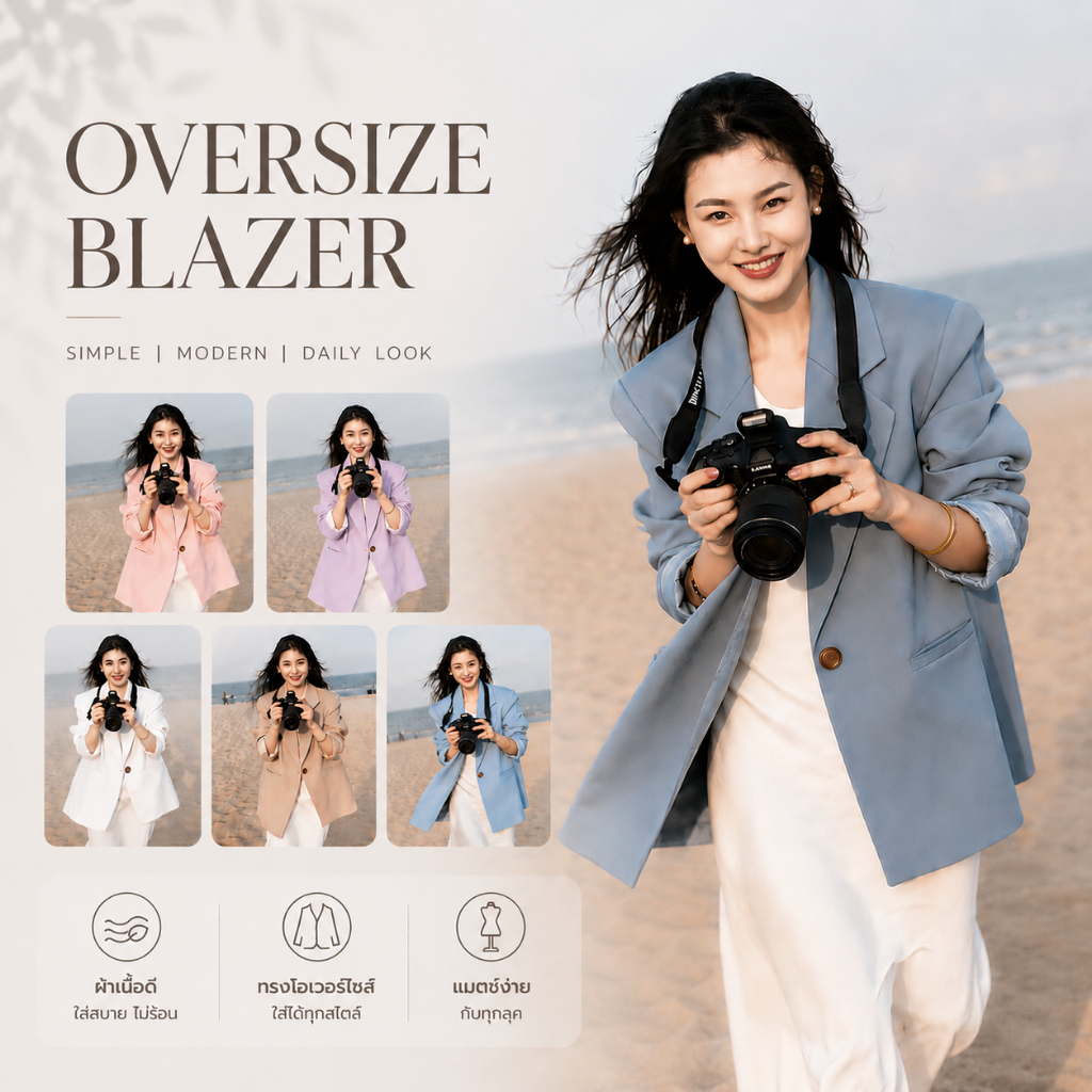เสื้อสูทผู้หญิง  S-4XL สีพื้น สไตล์มินิมอล OVERSIZED สูทใส่ทำงาน เสื้อเบลเซอร์ สูทผู้หญิง SUIT-37