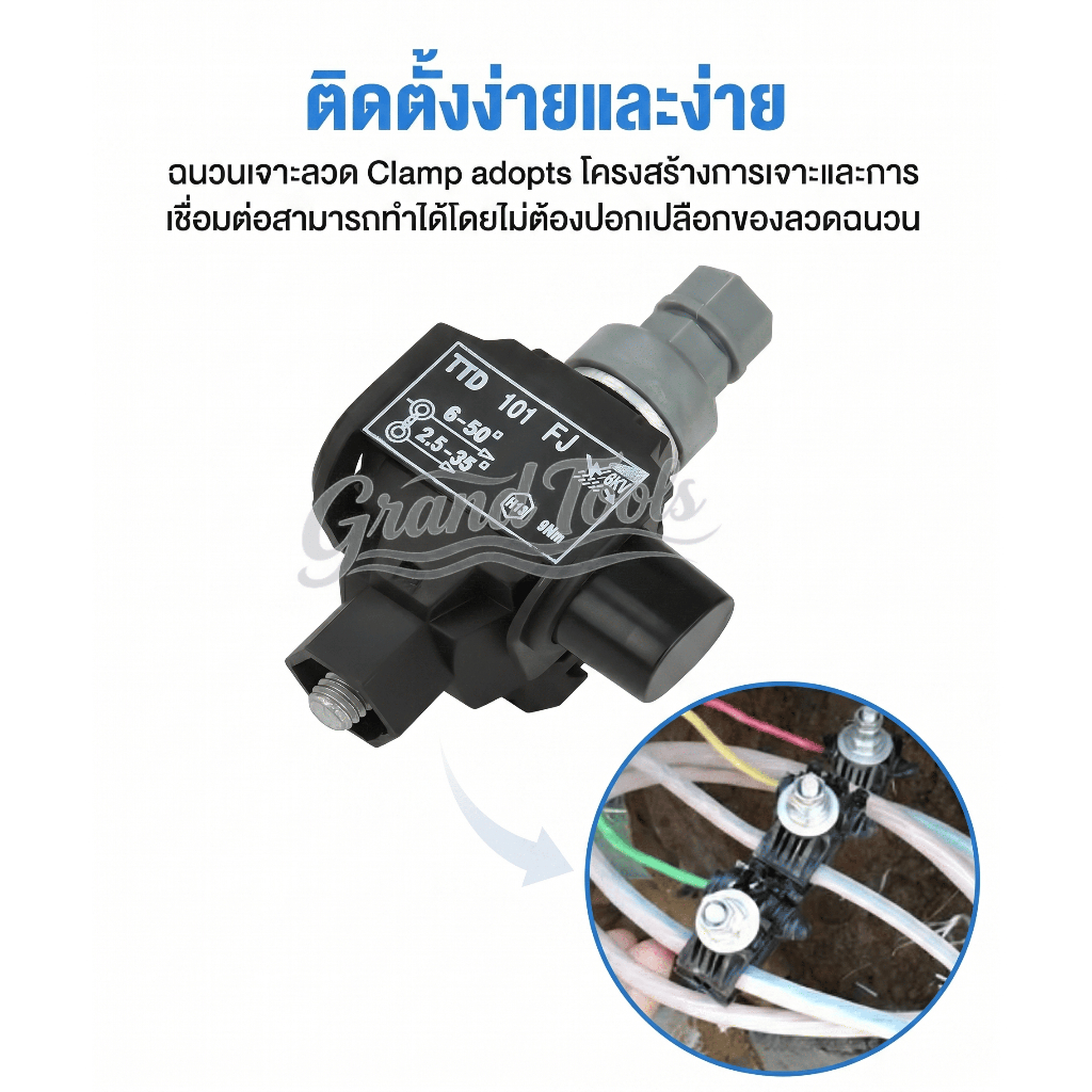 แคลมป์หุ้มฉนวน TTD101FJ/TTD151FJ 250A สำหรับการเชื่อมต่อสายไฟ